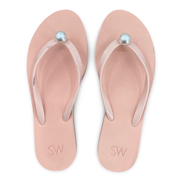 Stuart Weitzman Imitation Pearl Flip Flop in Poudre Size 9 - Picture 5 of 8